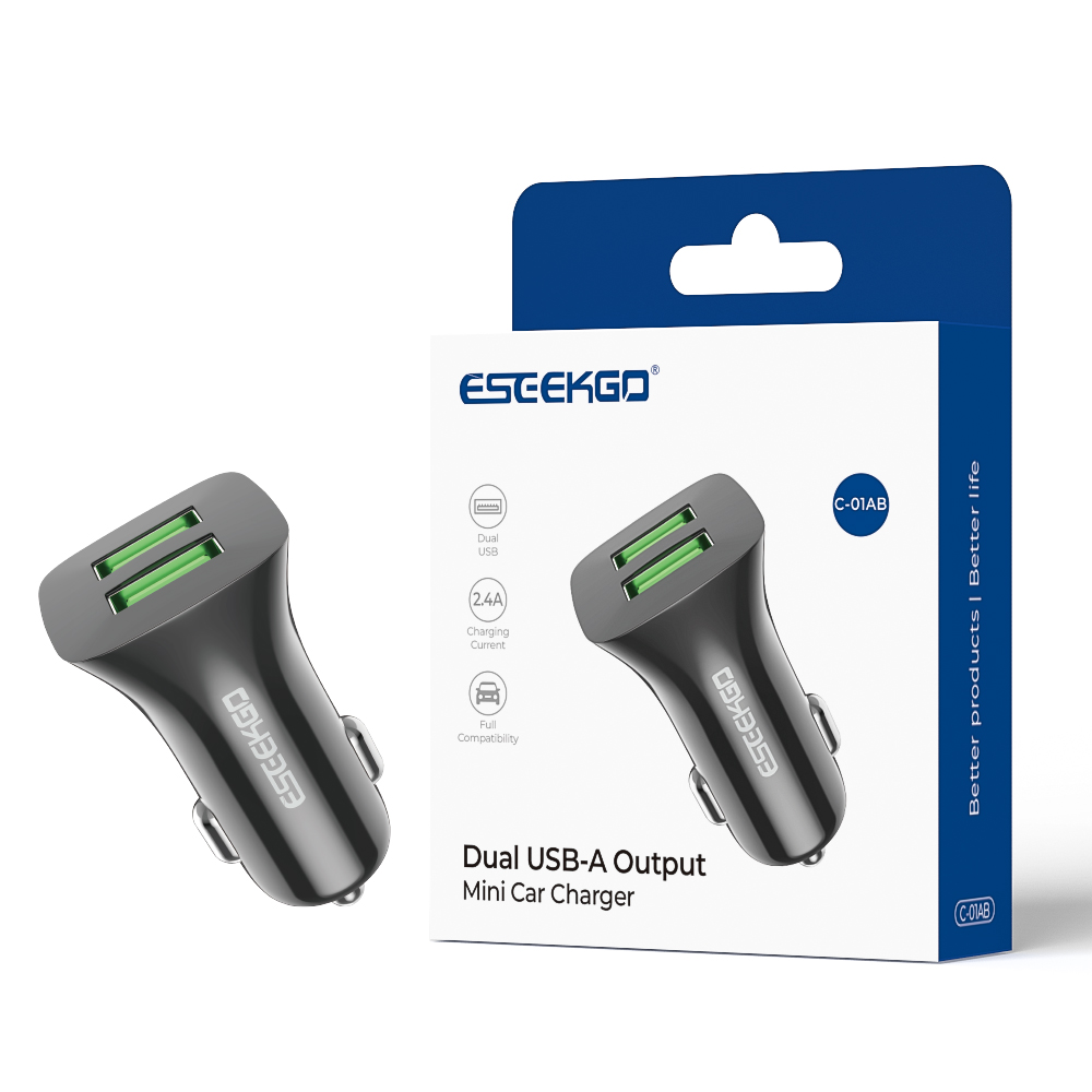 ESEEKGO C-01AB Dual USB-A Output Mini Car Charger