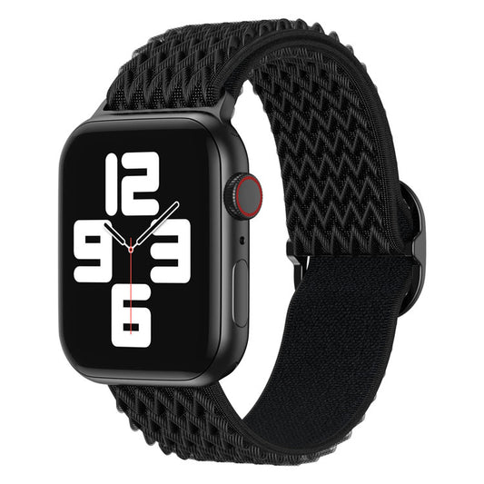 Adjustable Elastic Fabric Nylon Watch Band Black