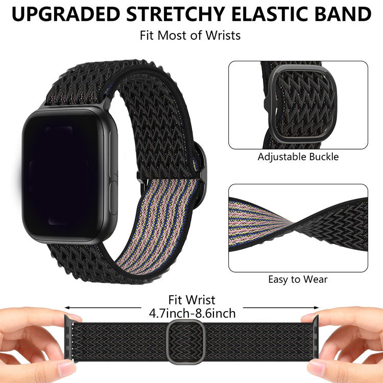 Adjustable Elastic Fabric Nylon Watch Band Black