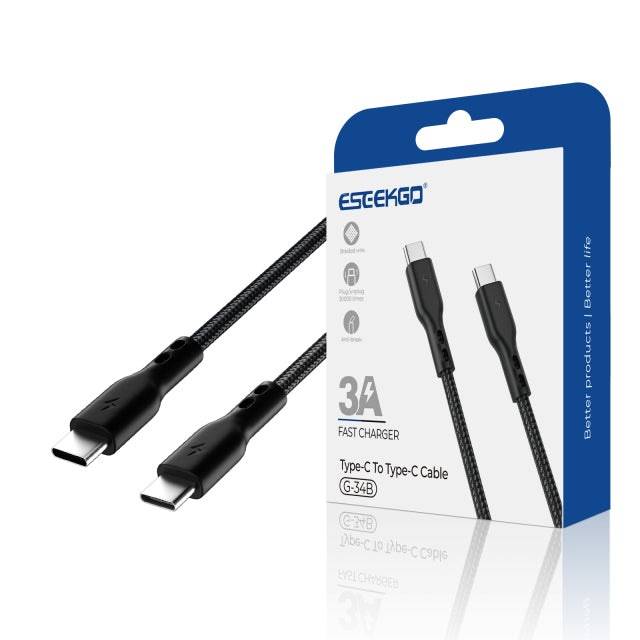 ESEEKGO G-3BC Nylon Braided 3.0A 3m Type-C to Type-C Data Cable