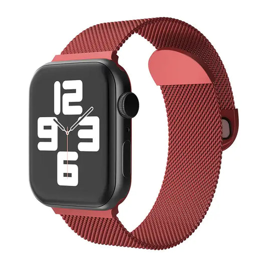 Stainless steel watch band Milanese mesh Red