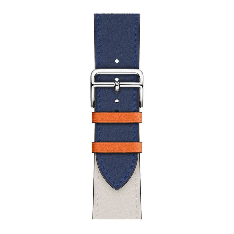 Leather watch strap for Apple watch Beige/Blue