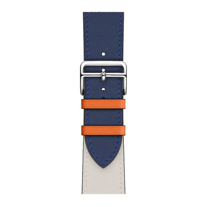 Leather watch strap for Apple watch Beige/Blue