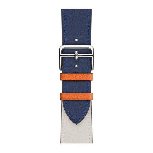 Leather watch strap for Apple watch Beige/Blue