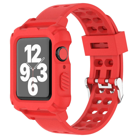 Custom Silicone Wristband Watch Strap With Protective Case Red